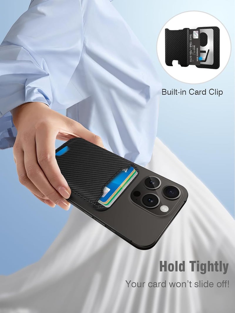 TopMade for Magsafe Wallet, Strongest Magnetic Card Holder for iPhone 17, iPhone 16/15/14/13/12 Series, Leather Magnetic Phone Wallet with Powerful Magnets, RFID Blocking, Fit 4 Cards, Carbon Fiber - Image 5
